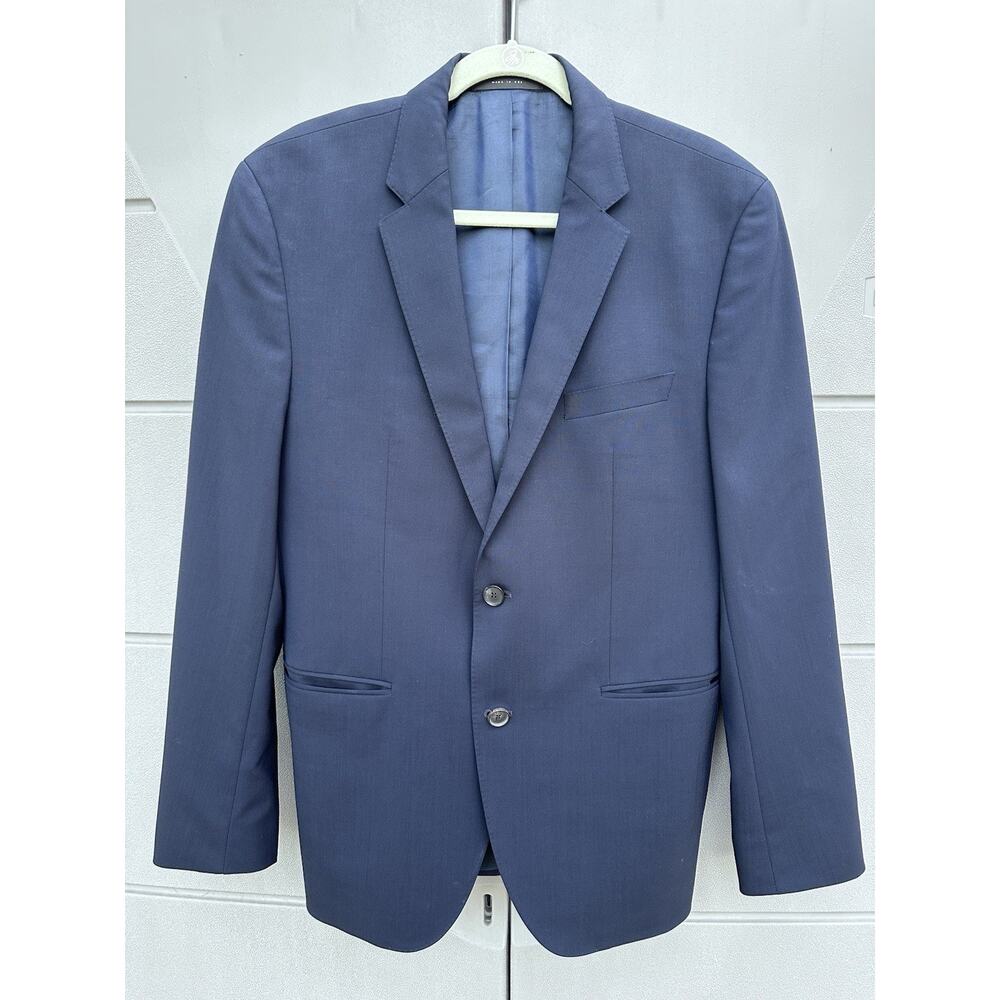 Hugo Boss Blazer Mens Sz 40R Navy Virgin Wool Stretch Sport Coat Jacket
